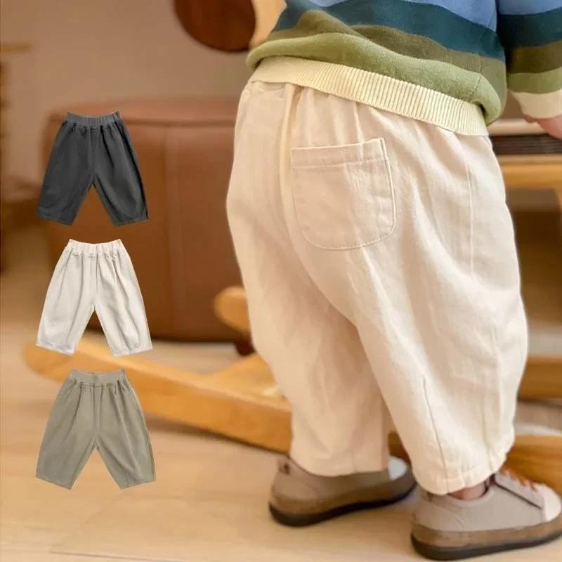 Solide garçon enfants mode pantalon enfant en bas âge vêtements été printemps bébé poche cheville lo