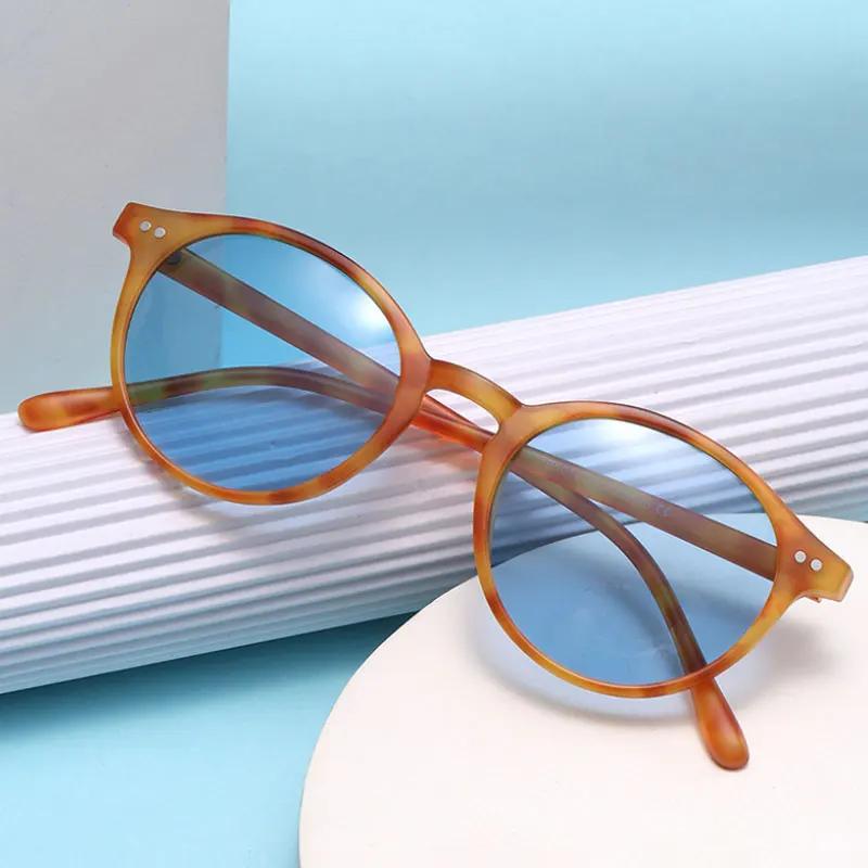 Lunettes de soleil polarisées rondes rétro pour hommes et femmes, monture léopard classique, mode no