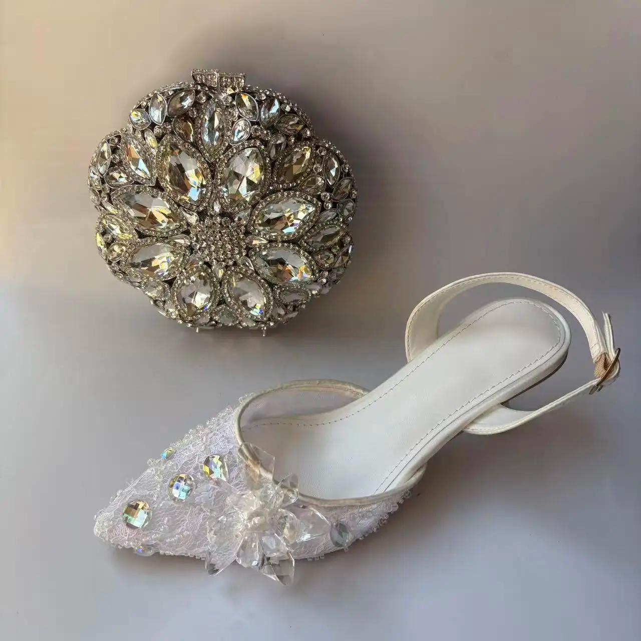 LNATISNOVA – sandales à bout pointu et sacs à main pour femmes, escarpins à talons hauts avec pochet