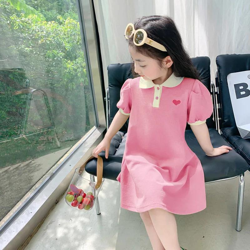 Robe d'été pour filles, édition coréenne, rayée, revers fraise, tenue décontractée, nouvelle collect
