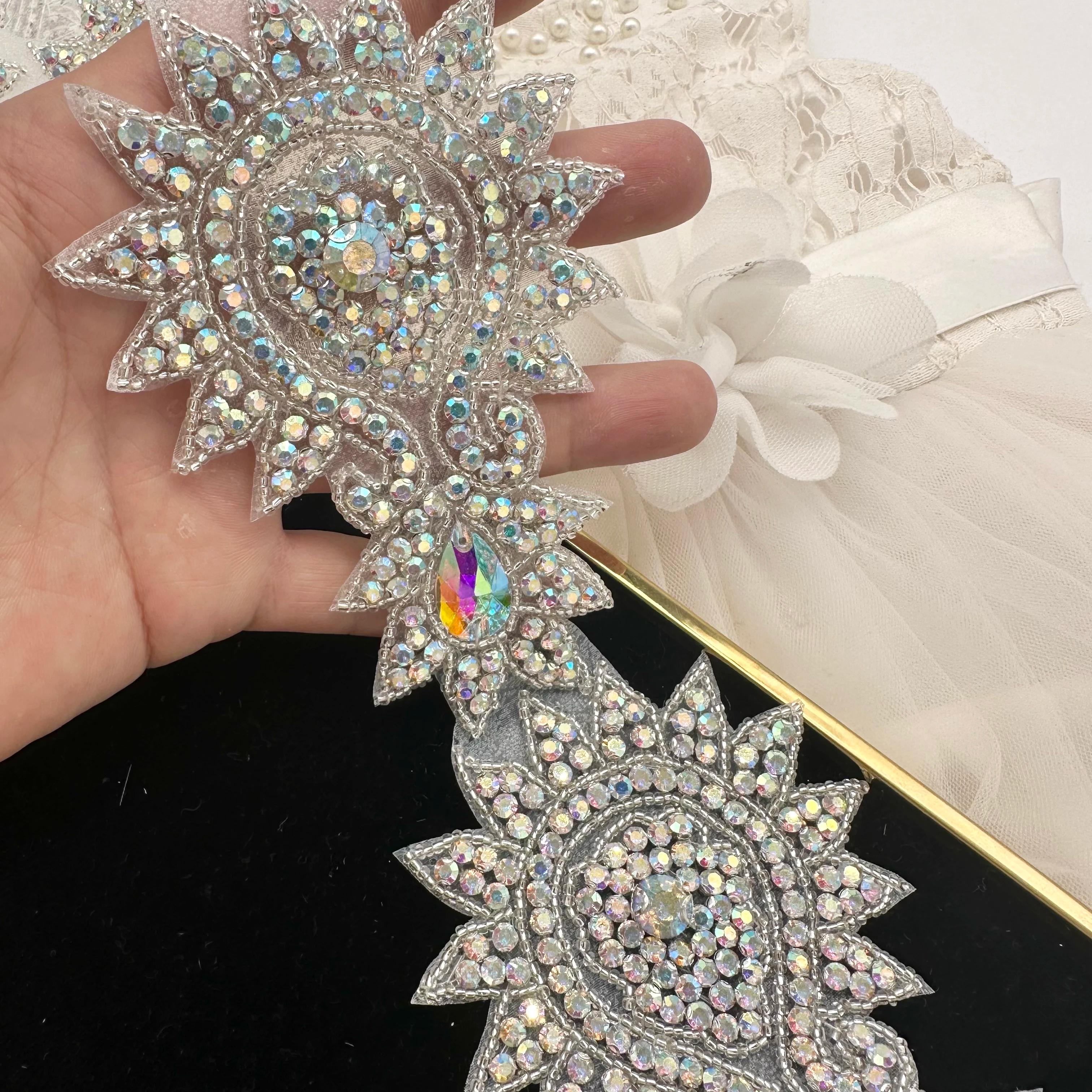 Perles en verre cristal artificiel SilverAB, accessoires de vêtements DIY avec film thermocollant à