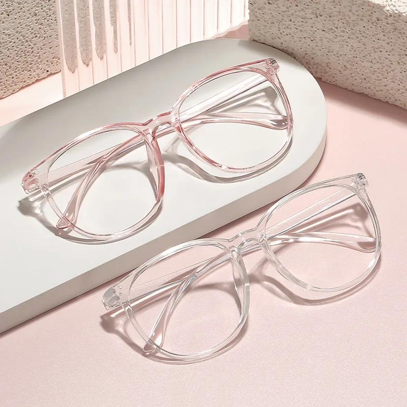 Lunettes d'ordinateur transparentes à grande monture pour femmes, rondes, Anti-lumière bleue, optiqu