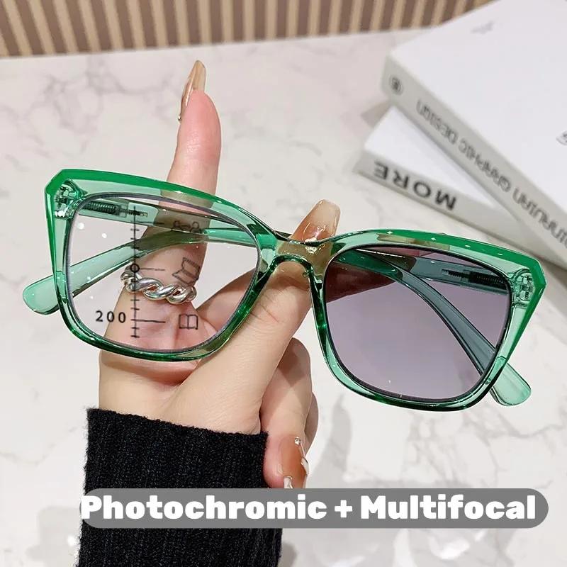 Lunettes de lecture multifocales photochromiques à monture transparente pour femmes et hommes, lunet