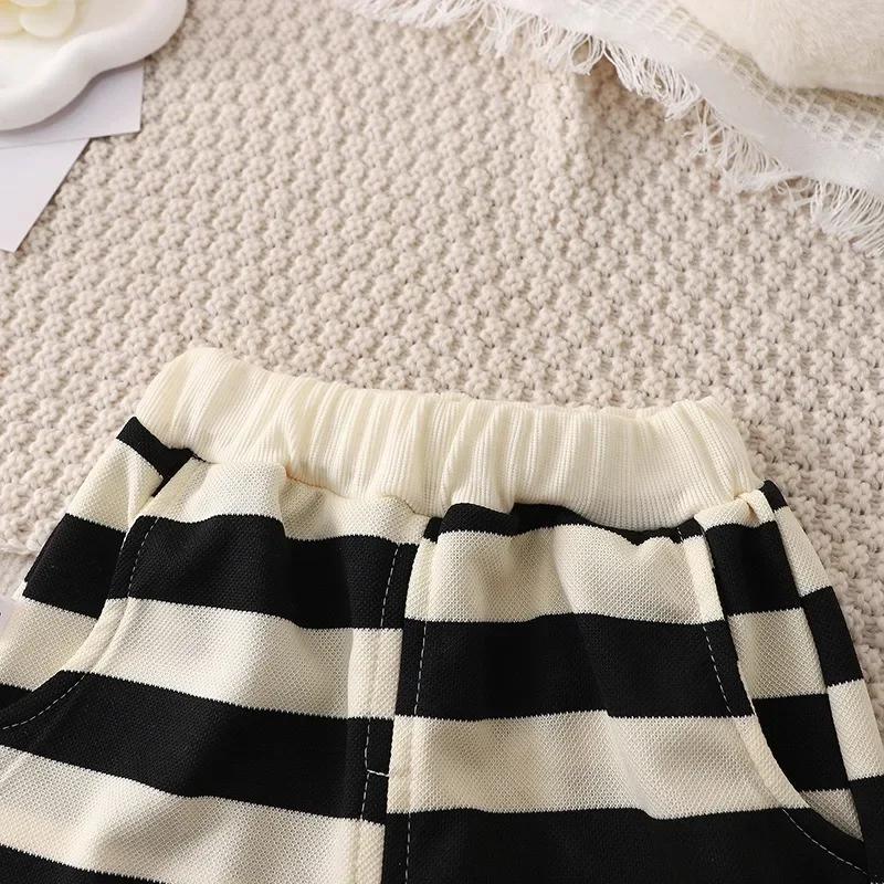 Ensembles d'été pour enfants, T-shirt rayé à manches courtes + Short pour garçons et filles, survête