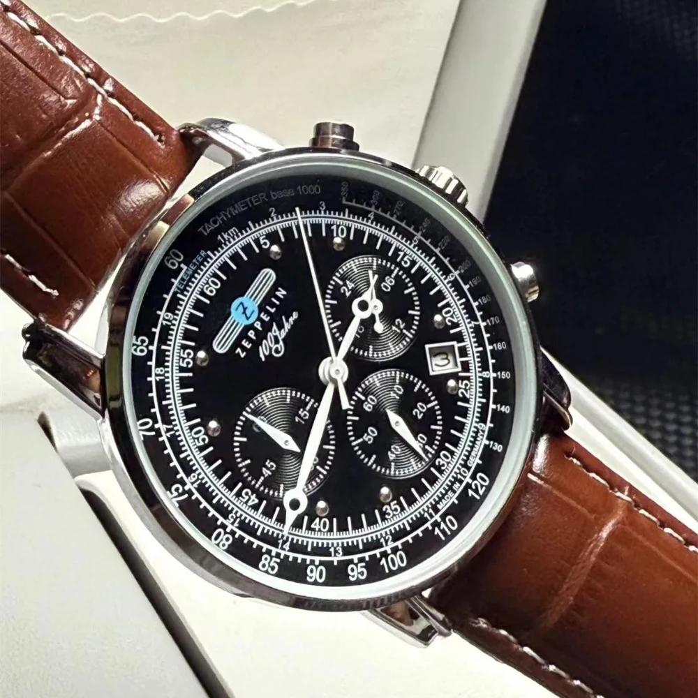 Montre Classique Homme Business et Loisirs, Chronographe Multifonctionnel à Trois Cadrans avec Secon
