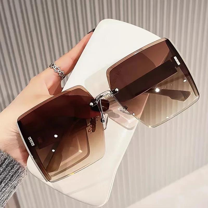 Nouvelles lunettes De soleil carrées sans bordure femmes marque Designer lunettes De soleil De mode