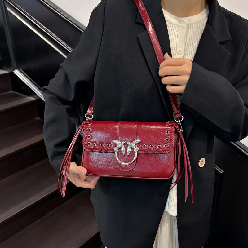 Nouveau sac d'oiseau d'hirondelle en cuir véritable avec sangle de chaîne épaule bandoulière sous le