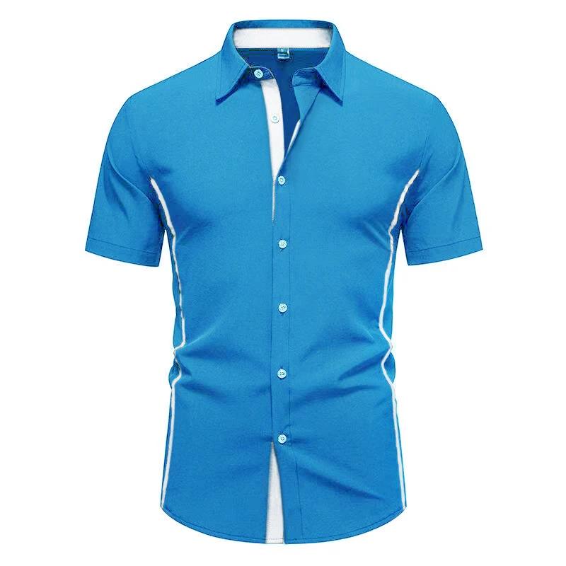 Chemises d'été élastiques formelles pour hommes, chemise boutonnée contrastante, style Y2K Old Money