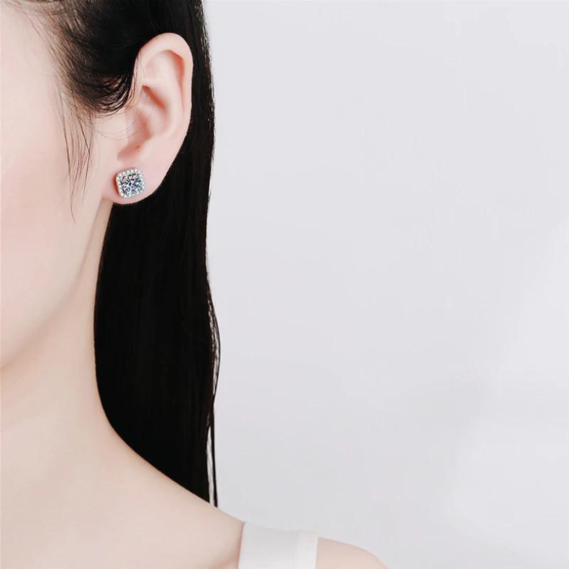 Boucles d'oreilles Moissanite pour femmes, stylo de Test de diamant, 100% avec certificat, clous d'o