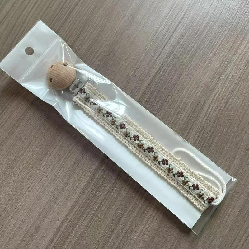 Chaîne de sucette en bois pour bébé, imprimé floral mignon, porte-mamelon factice, garde, anneau de