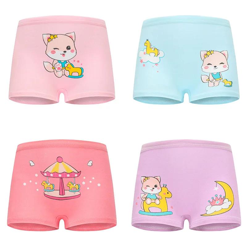 4 pièces/lot conception enfants filles culottes coton doux joli dessin animé licorne enfant sous-vêt