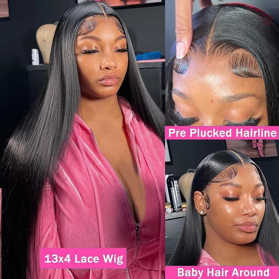 Perruque Lace Front Wig lisse brésilienne naturelle-Sophia, cheveux Remy, 13x6 HD, densité 200, 38 p