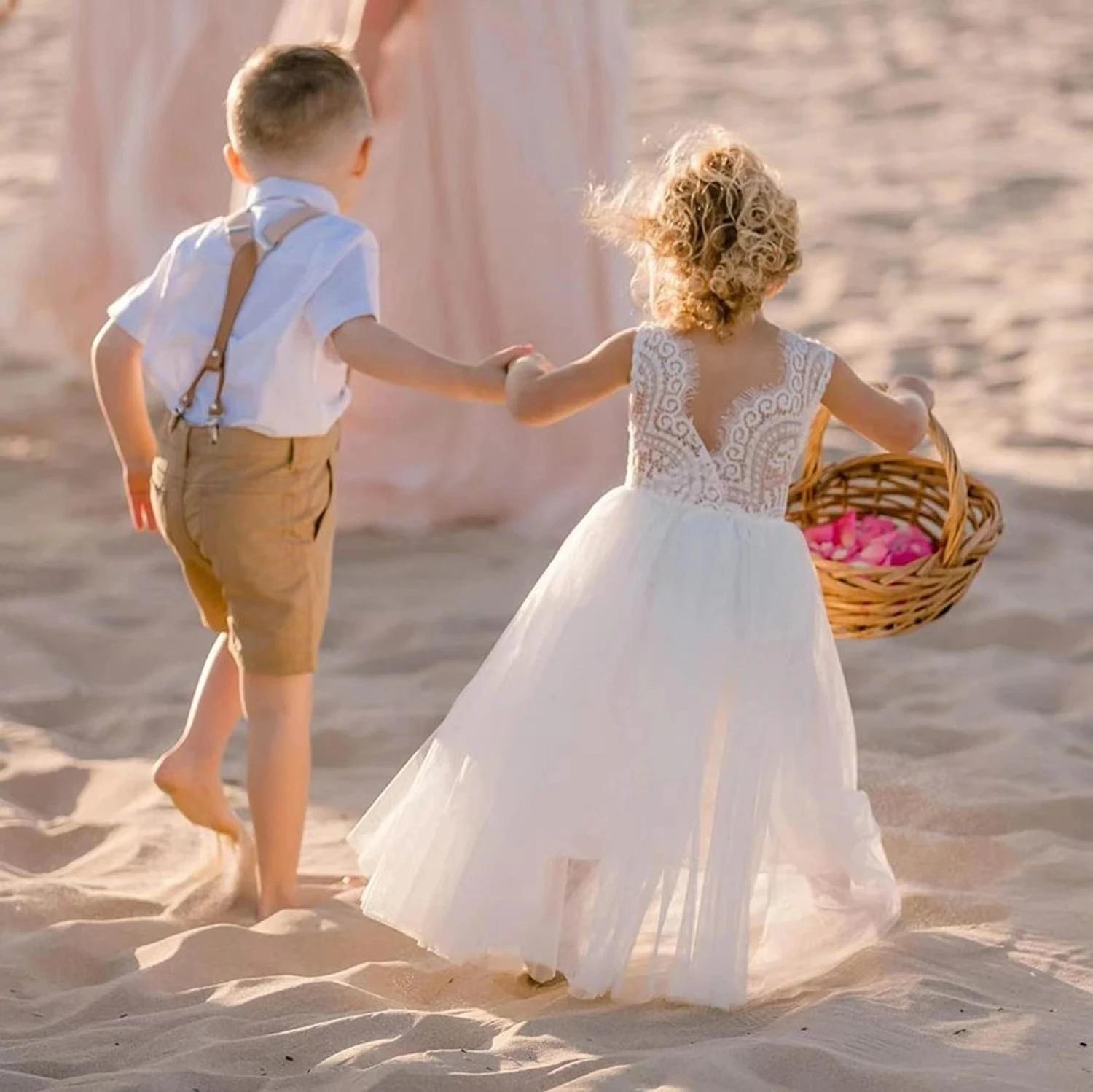 Robe princesse de fête en dentelle pour filles, à fleurs, pour bébés enfants, robes d'été pour maria