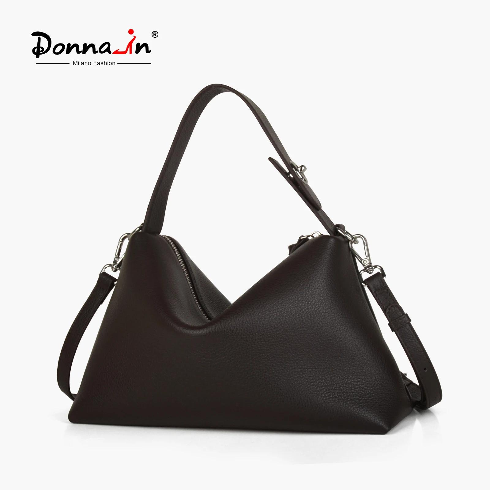Donna-in – sac à main demi-lune en cuir de vache véritable pour femmes, sac à bandoulière Hobo en cu
