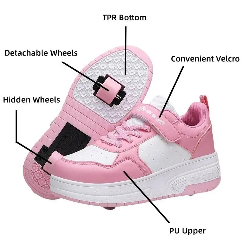 Chaussures de patins à roulettes de Sport pour enfants à deux roues en cuir ultra-léger pour enfants