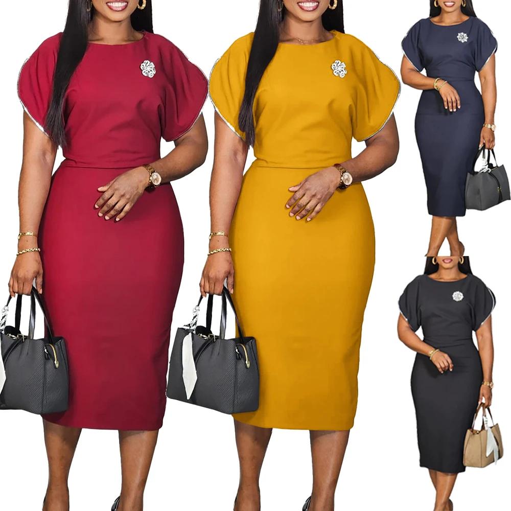 Femmes robe 2025 pour l'église dames élégantes été tenue de bureau tenue décontractée moulante longu