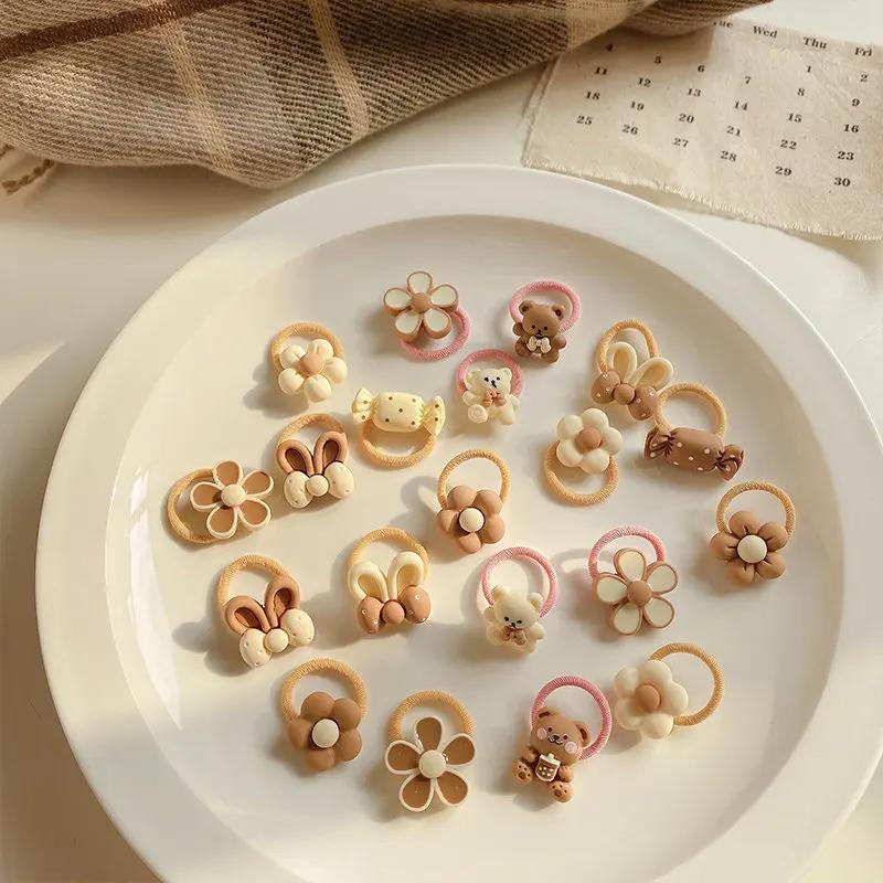 20 pièces accessoires de cheveux pour fille bandes de cheveux élastiques fleurs mignonnes Style anne