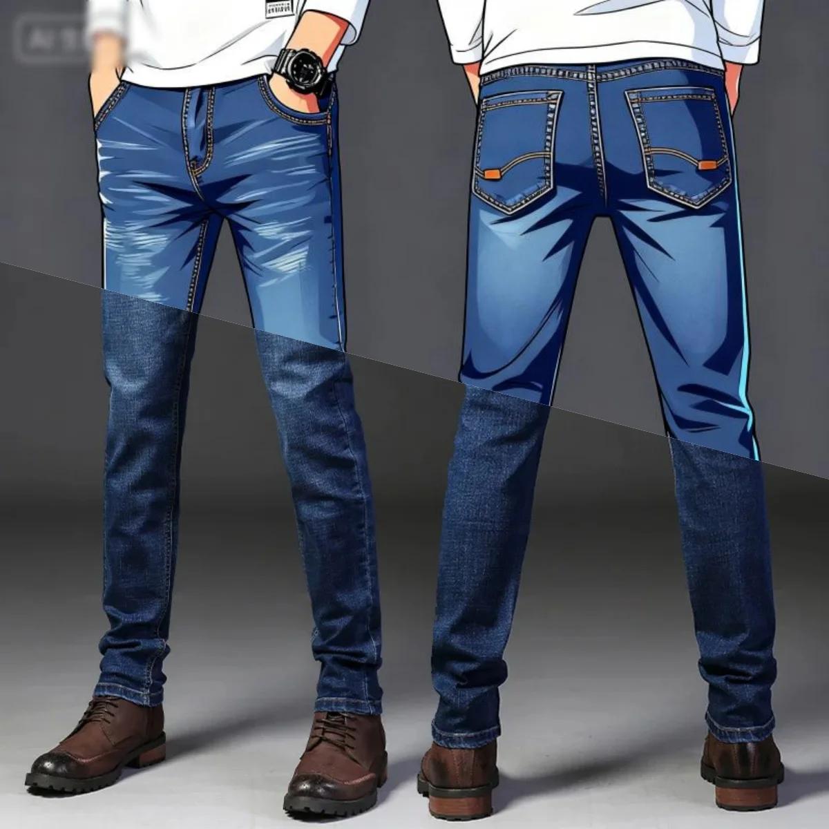 Jeans droits pour hommes, nouvelle collection 2025, pantalon slim extensible confortable et doux, en