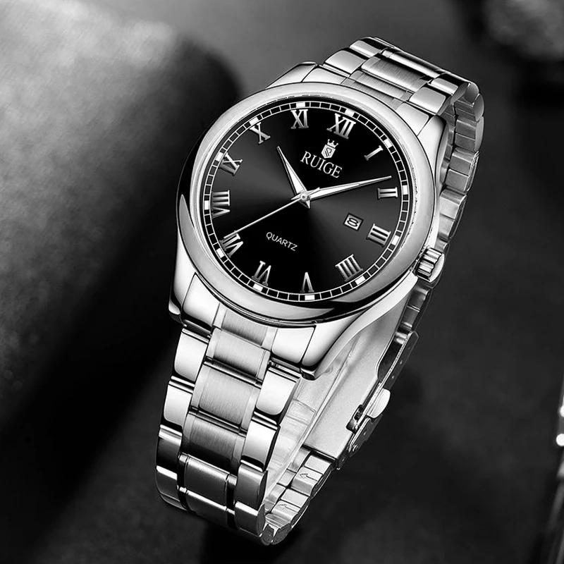 RUIGE-Montre-bracelet étanche pour homme, échelle romaine, minimaliste, célèbre, veilleuse