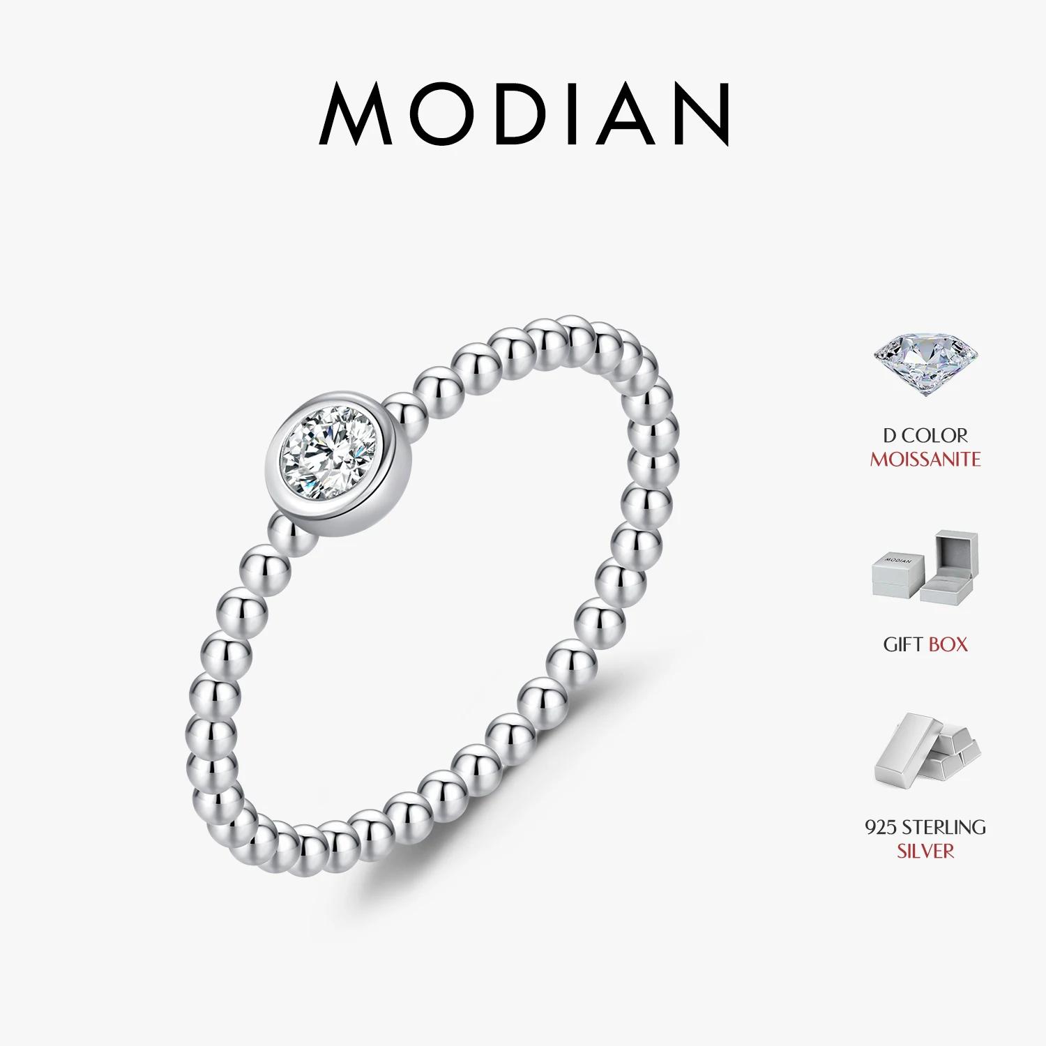 MODIAN – bague Moissanite en argent Sterling 925, perles, bagues empilables à la mode pour femmes, b