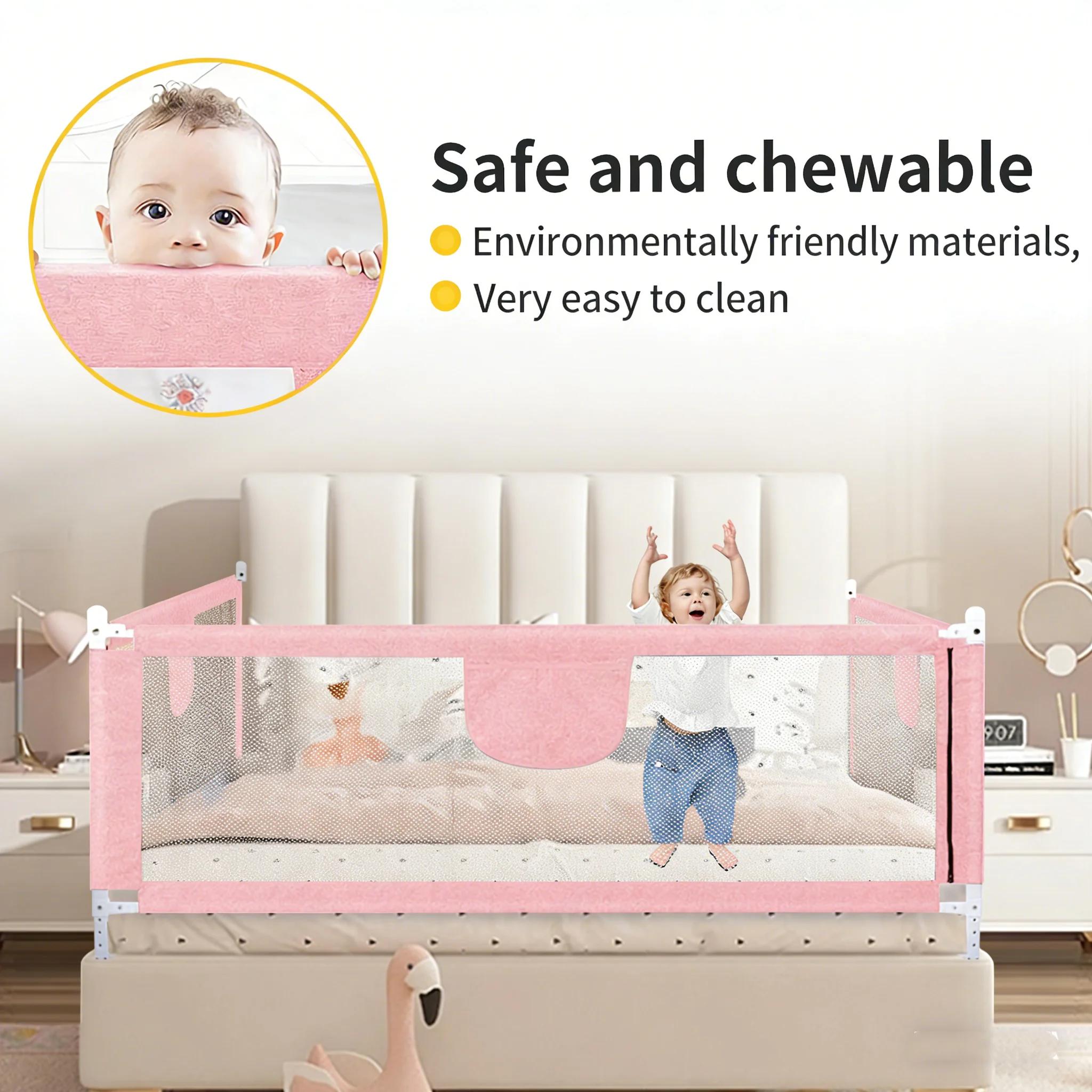 Barrière de Lit pour Tout-Petits, Garde de Lit à Levage Vertical, Hauteur Réglables, Grille de Lit B