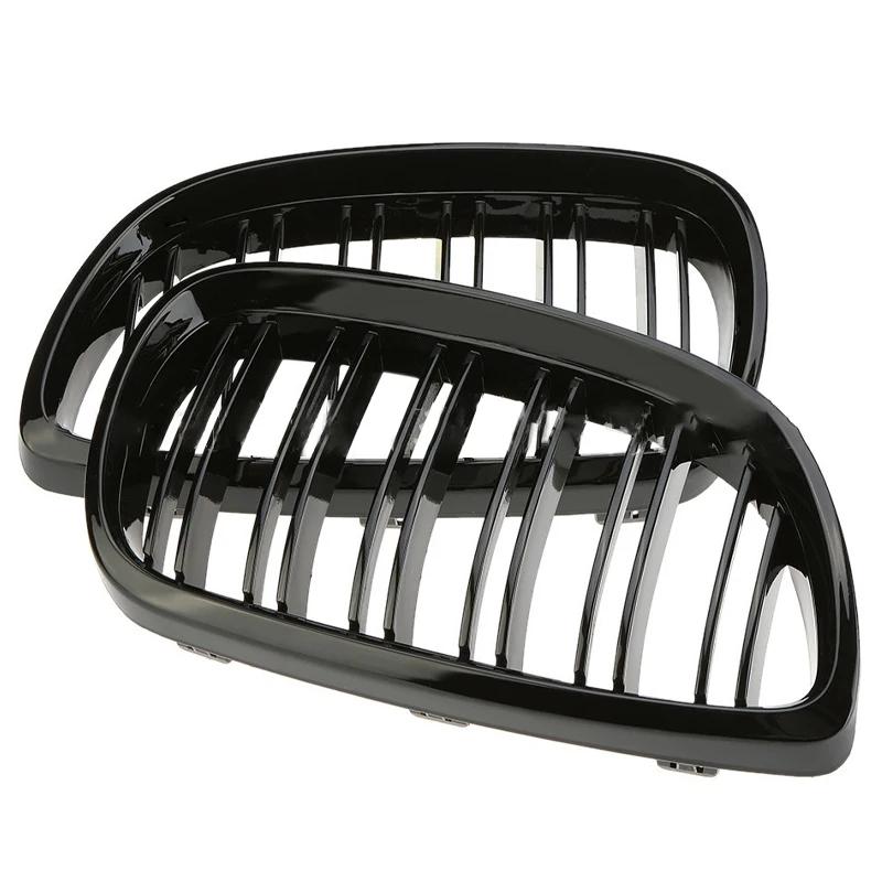 Grille de course noire brillante à double ligne, grilles de pare-chocs avant de voiture, rein pour B