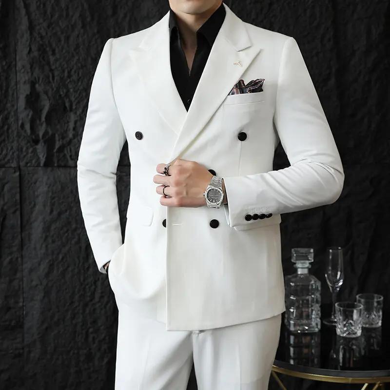 Ensemble 2 pièces pour homme, blazer + pantalon, tenue d'affaires décontractée, moulante, tenue de m