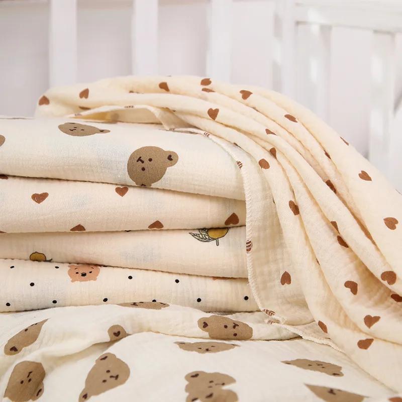 Couverture d'emmaillotage en mousseline de coton pour bébé, imprimé de dessin animé mignon, douce et