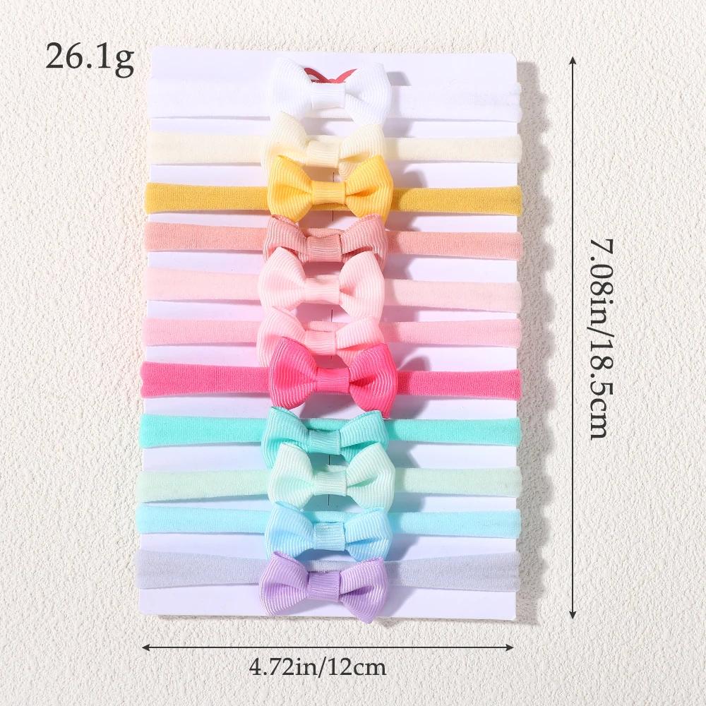 11 pièces/lot bandeau à nœud papillon de couleur unie, mini bandeau en nylon exquis, ensemble pour b