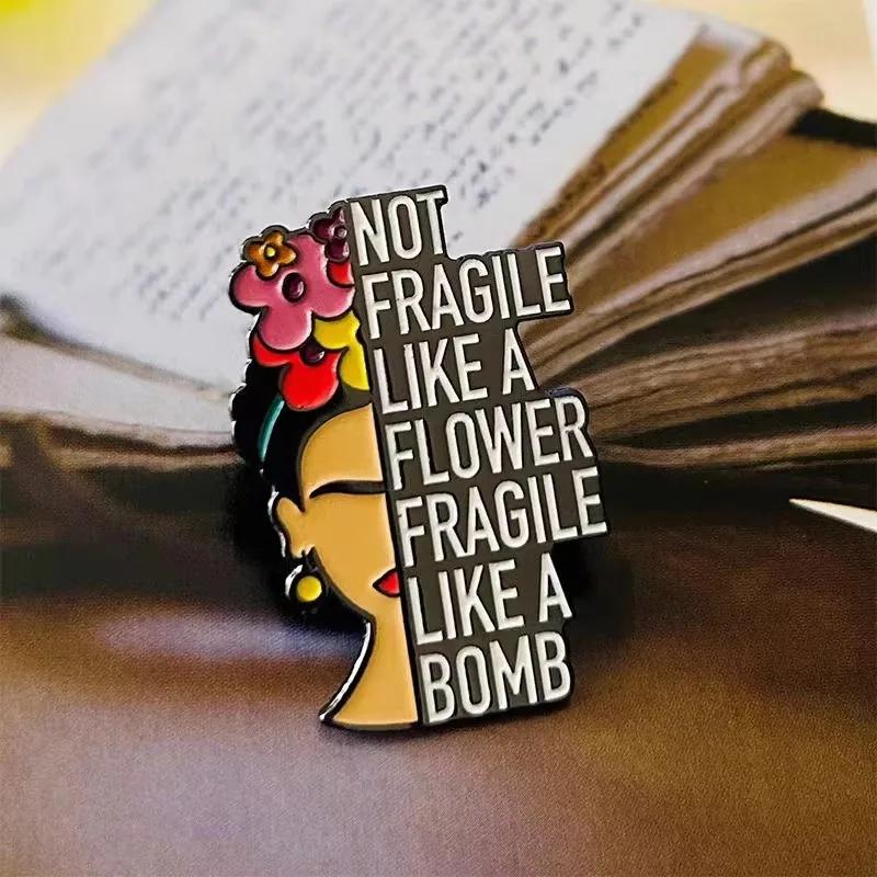 Broche lettre anglaise créative, pas de LIKEA FRAGILE, fleur de LIKEA, Badge de nomenclature, tendan