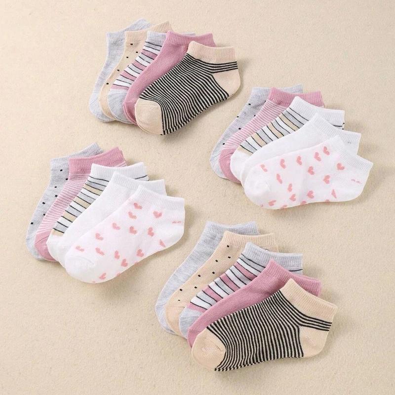 10 paires de chaussettes pour enfants, mignonnes, à imprimé cœur, unisexes, pour garçons et filles,