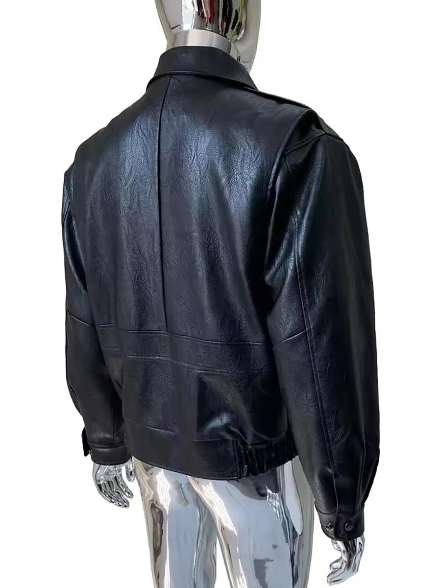 Mauroicardi printemps automne Cool beau court jaune doux Pu veste en cuir hommes col rabattu luxe vê