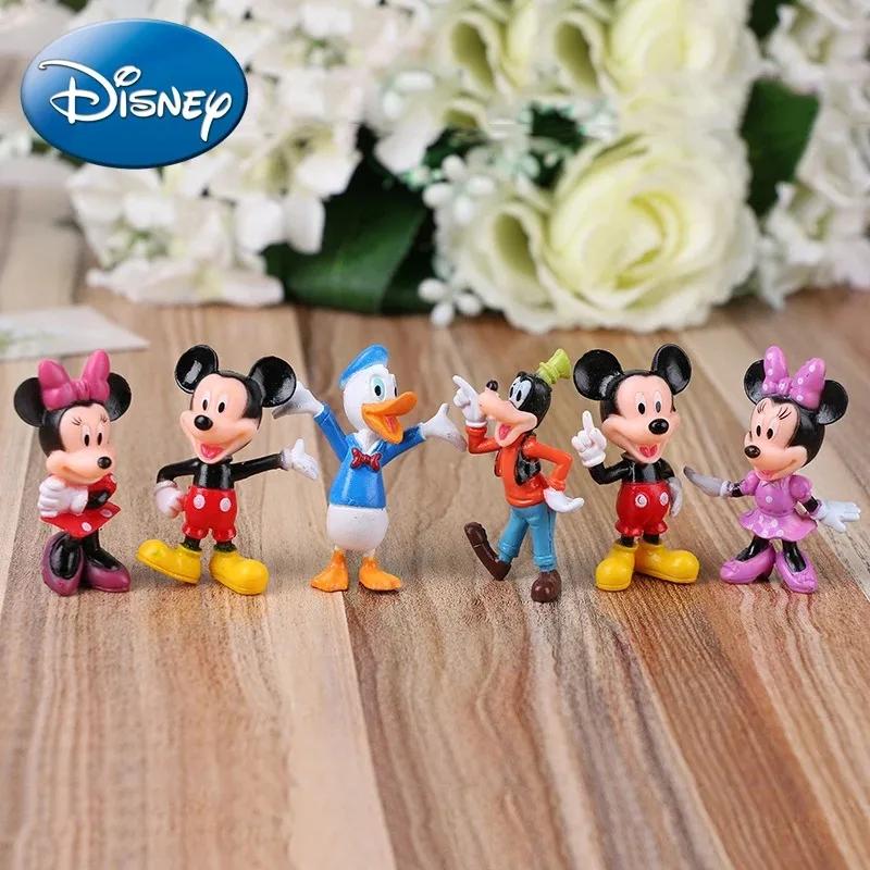 Figurines d'action Disney Mickey Mouse, Minnie Donald Duck, ornements de gâteaux en PVC, Collection