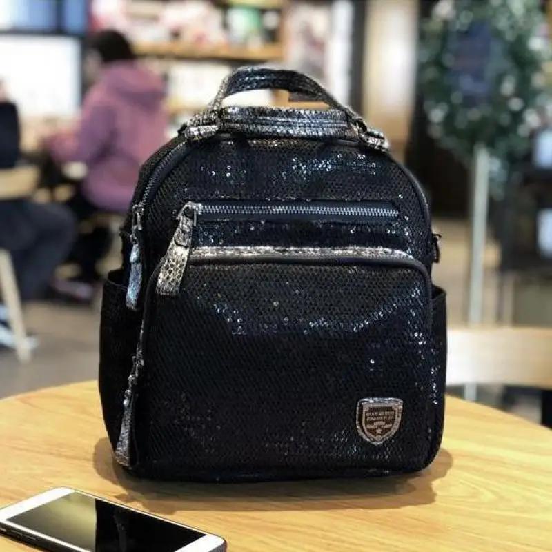 2025 version coréenne nouveau sac à dos femmes sac à main sequin mode voyage sac à dos multifonction