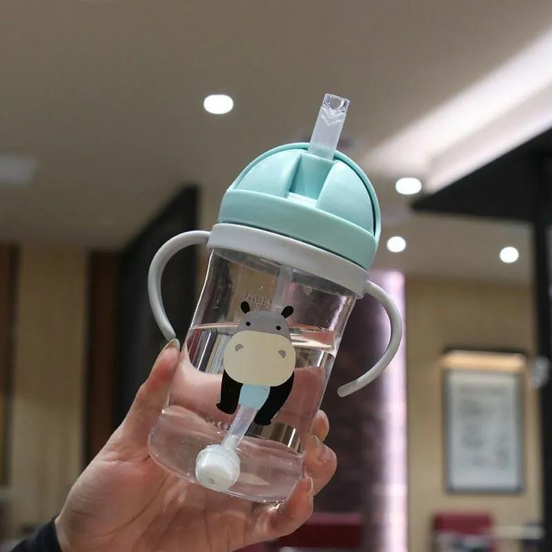350ml Enfants Potable Tasse Biberon Avec Paille Gravité Boule Large Calibre Bouteille