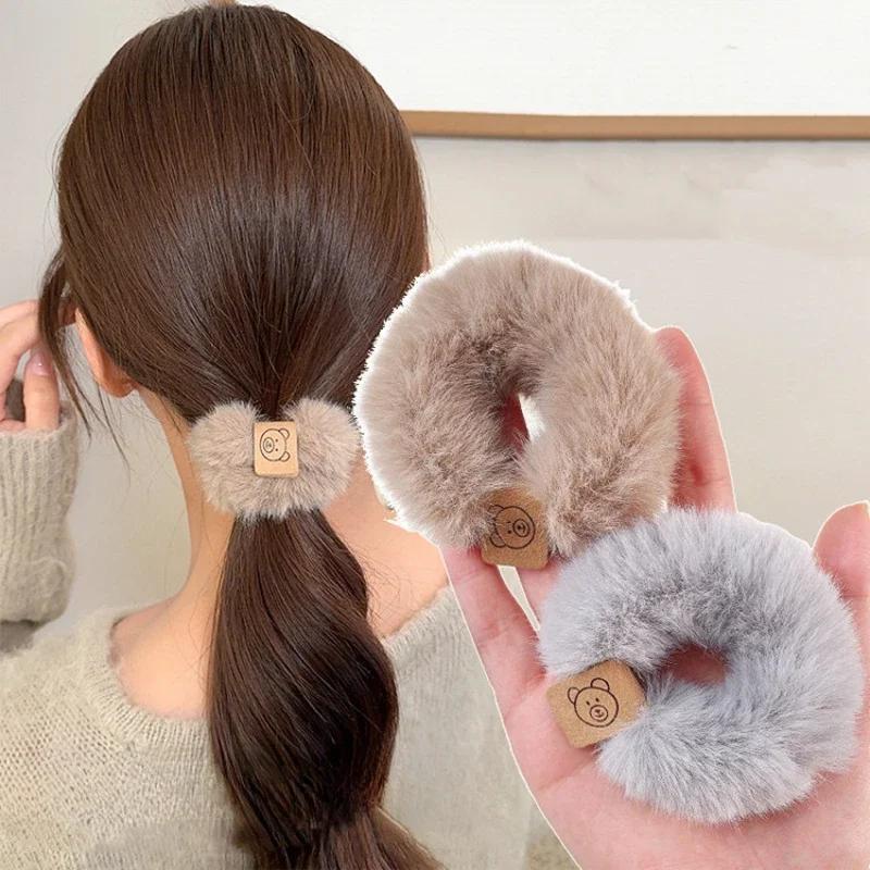 Corde à cheveux en peluche douce, optique coréenne, bandeau ours à haute élasticité, accessoires pou