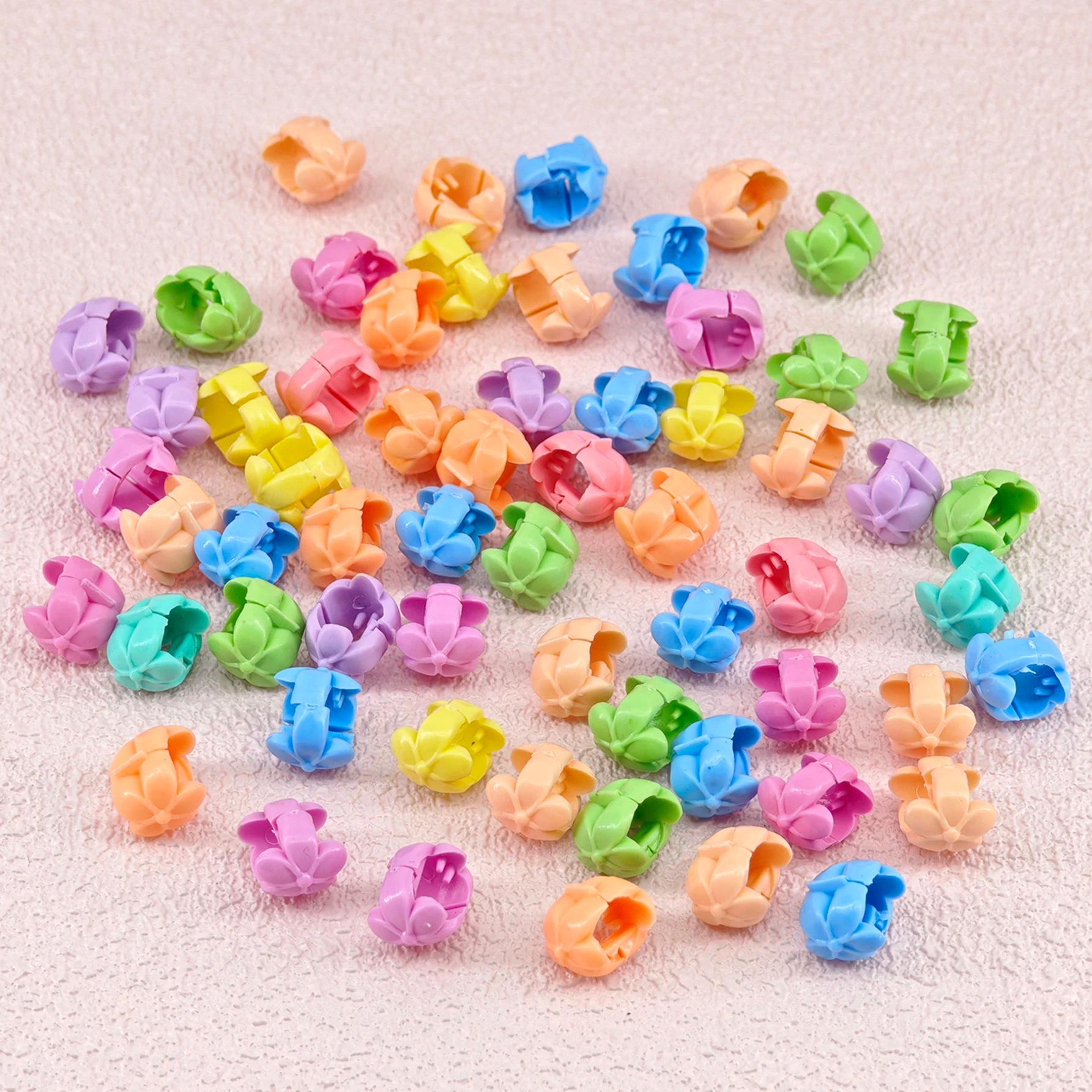 60 pièces tresses de cheveux perles chapeaux mignon bonbons couleurs plastique été pinces à cheveux