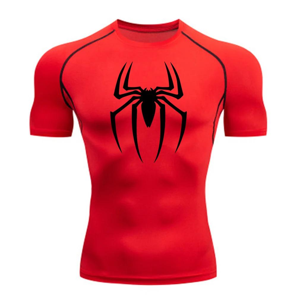 Chemise de Compression imprimée araignée pour hommes, T-Shirt à séchage rapide, maillot de course de