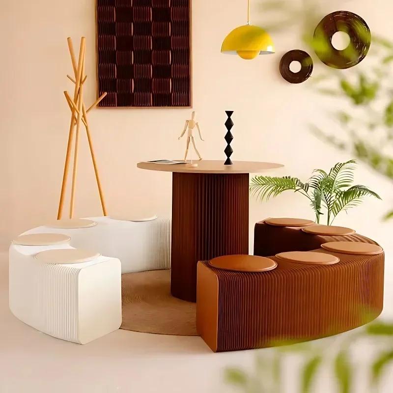 Tabouret pliant escamotable de papier de banc, tabouret paresseux télescopique de sofa, tabouret bas