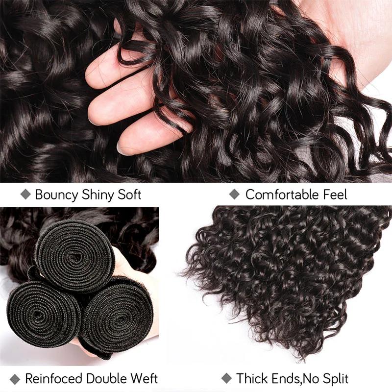 Bundles de cheveux humains bouclés longs pour femmes, cheveux bruts indiens, vague profonde, extensi