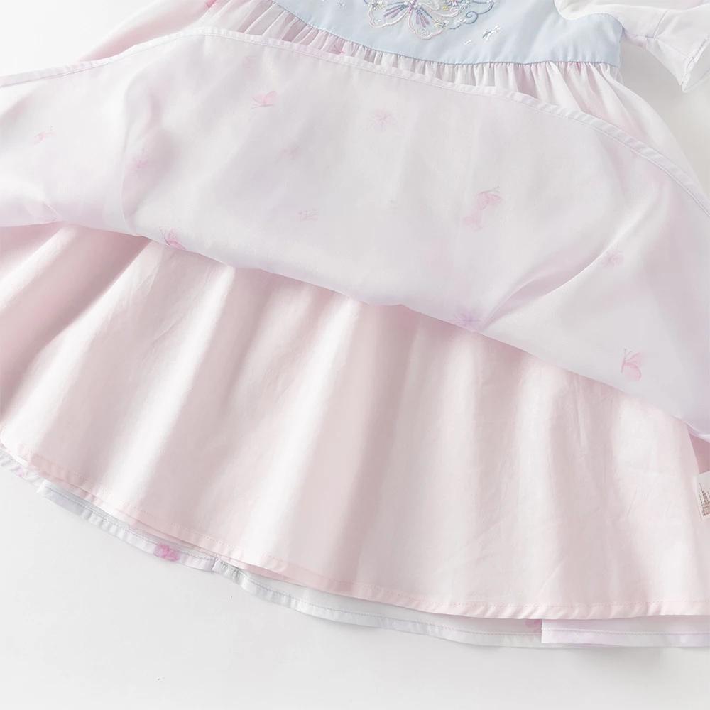 Robes d'été brodées pour enfants Dave Bella, robe en maille pour filles avec sac, style chinois, élé