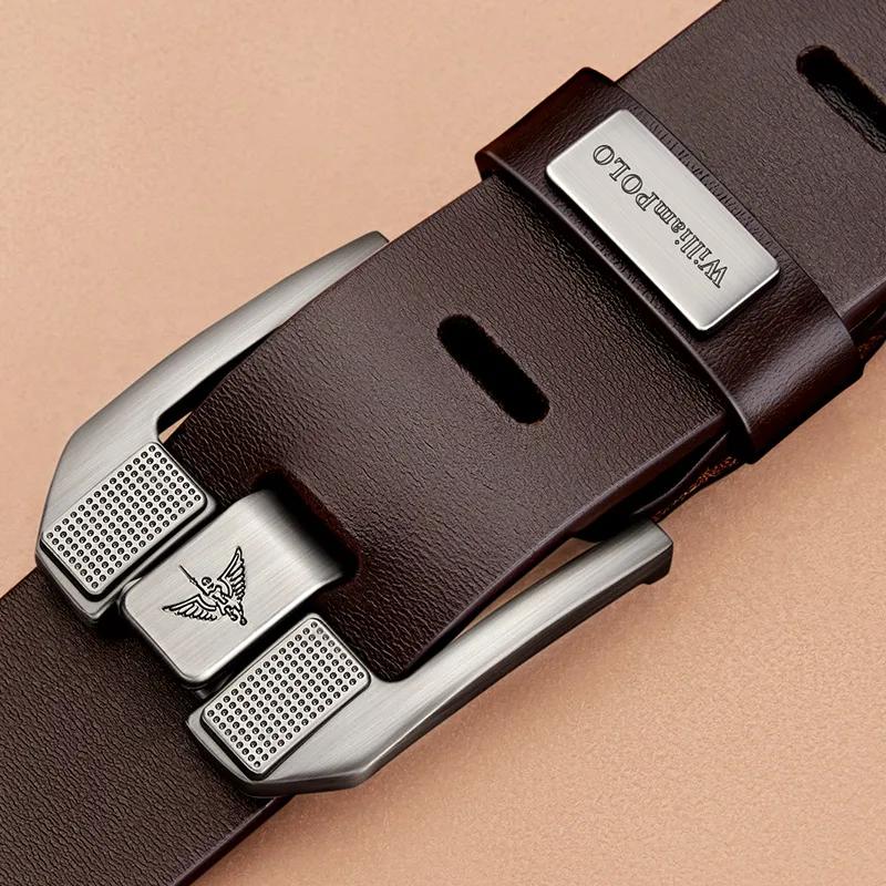 Ceinture décontractée pour homme, ceinture en cuir de vachette à boucle à ardillon tendance, ceintur