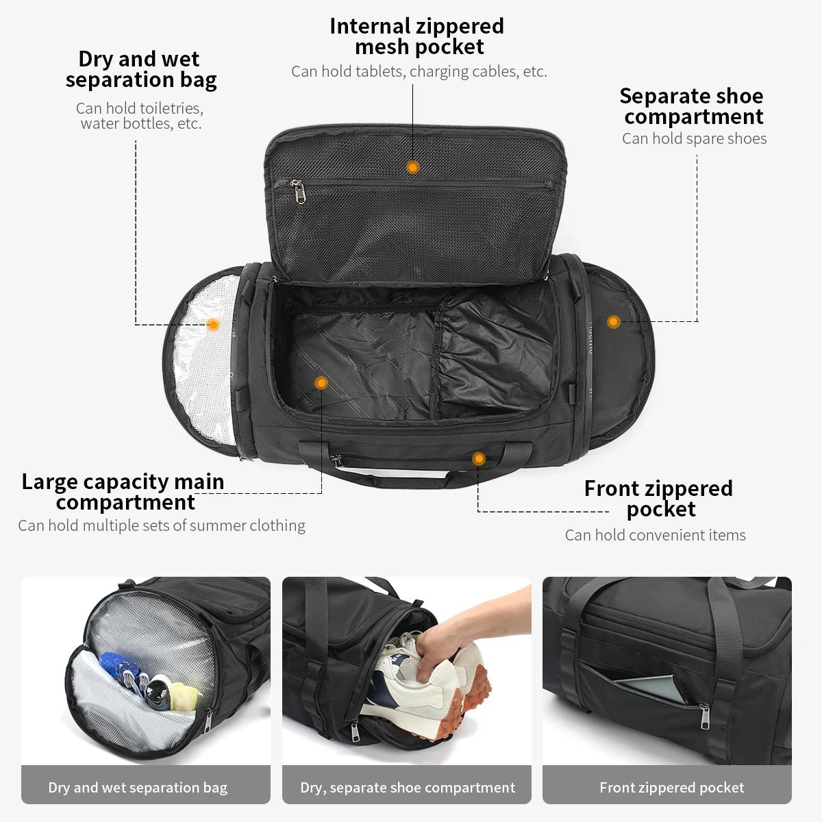 Tigernu sacs de voyage pour hommes sac de sport sac de Fitness étanche hommes sac Portable en plein