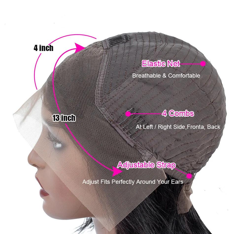Moxika-Perruque Lace Front Wig naturelle lisse, cheveux humains, 13x4, 30 pouces