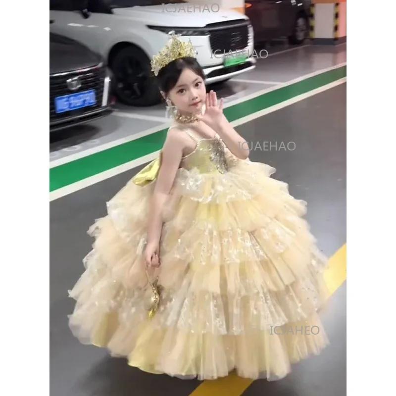 Nouvelle Robe de Princesse Formelle pour Filles, Tenue de Fête d'Anniversaire pour Enfants, Robe de