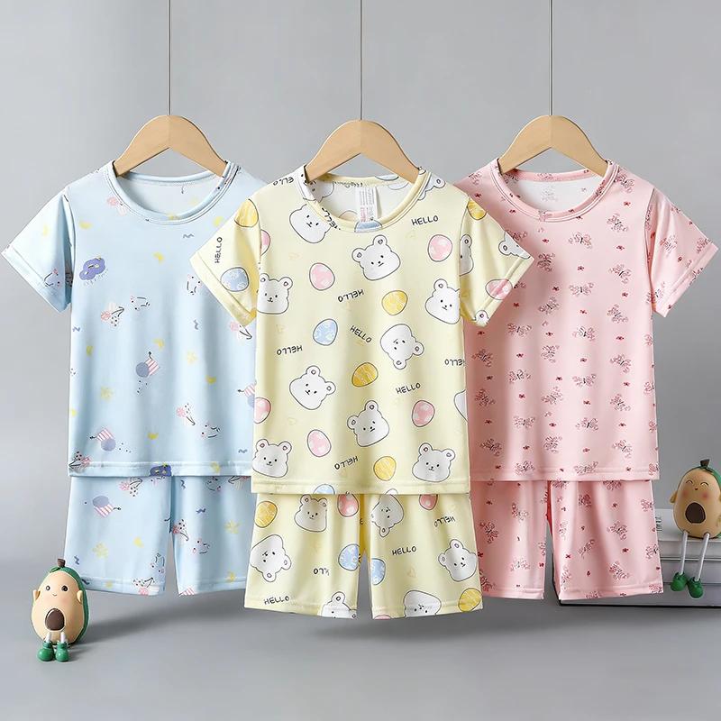 Ensemble 2 pièces pour enfants, short à manches courtes imprimé de dessins animés mignons, pour garç