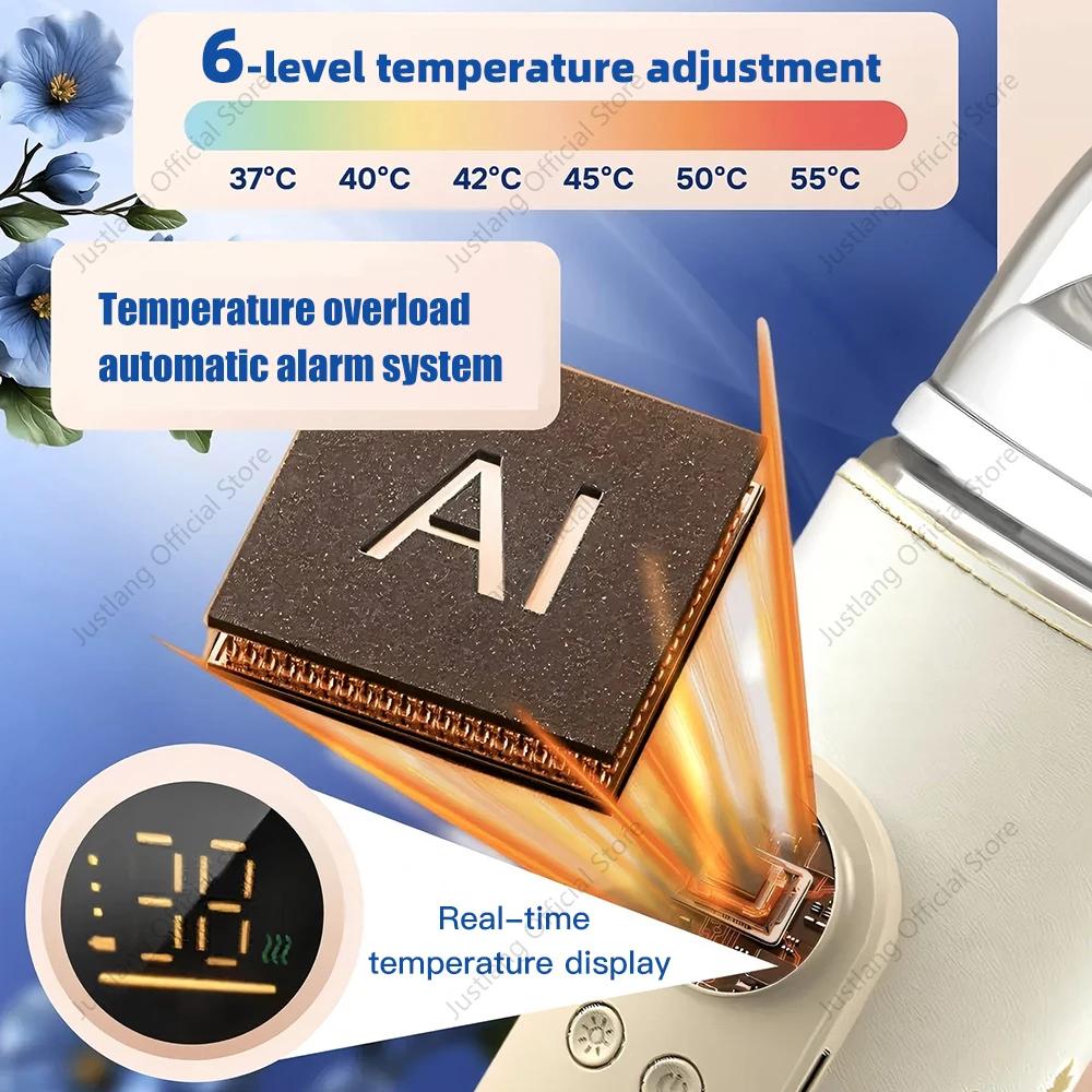 JUSTLANG 10000mAh chauffe-biberon 5 niveaux de chaleur multifonction chauffe-lait maternel contrôle