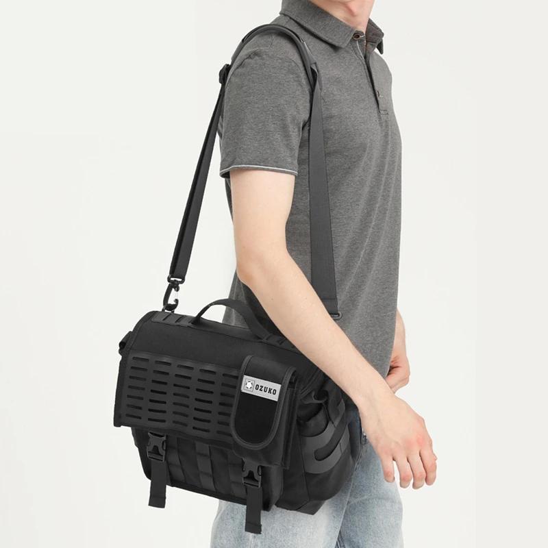 Sac à bandoulière pour hommes, sacoche multifonctionnelle d'extérieur à la mode, sac de facteur étan