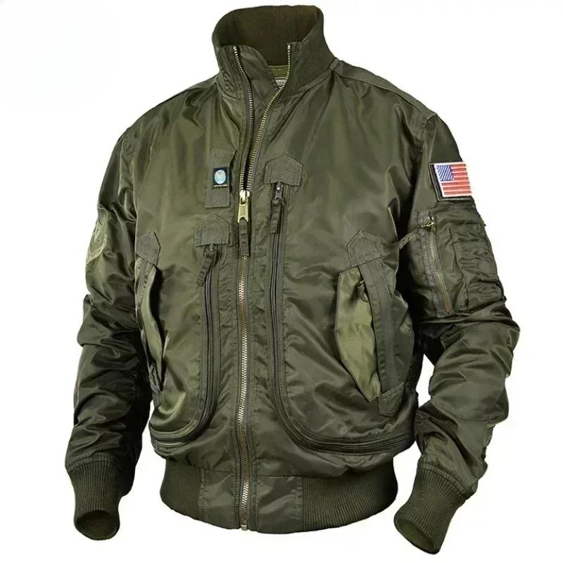 Veste d'automne pour hommes, nouvelle couleur unie, multi-poches, mode, ample, aventure en plein air