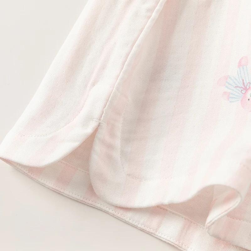 MACChildren-Pyjama rayé rose pour filles, ensemble deux pièces doux, imprimé ventilé, mode décontrac